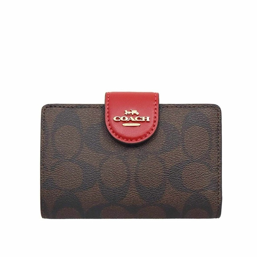 Coach Signature Brown and Red Wallet